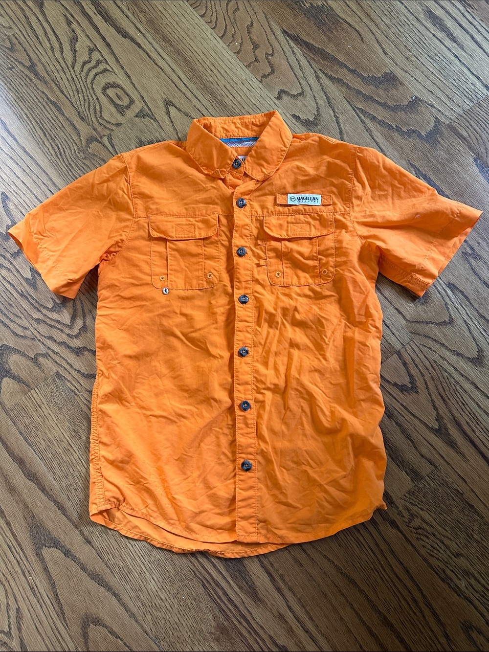 Magellan Outdoors Boys Fishing Short-Sleeve Button-Down Shirt - Orange